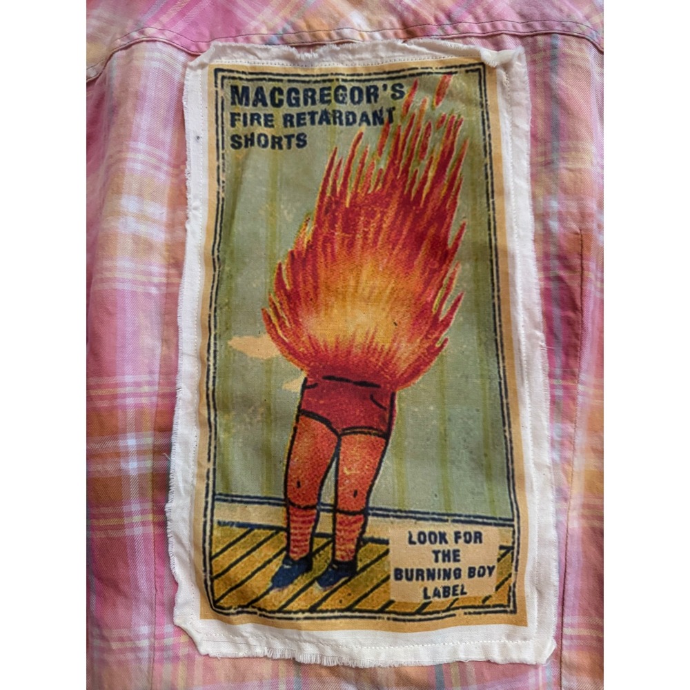 Women's Medium Plaid Shirt w/ Vintage "Pants on Fire" Patch - Picture 1 of 6